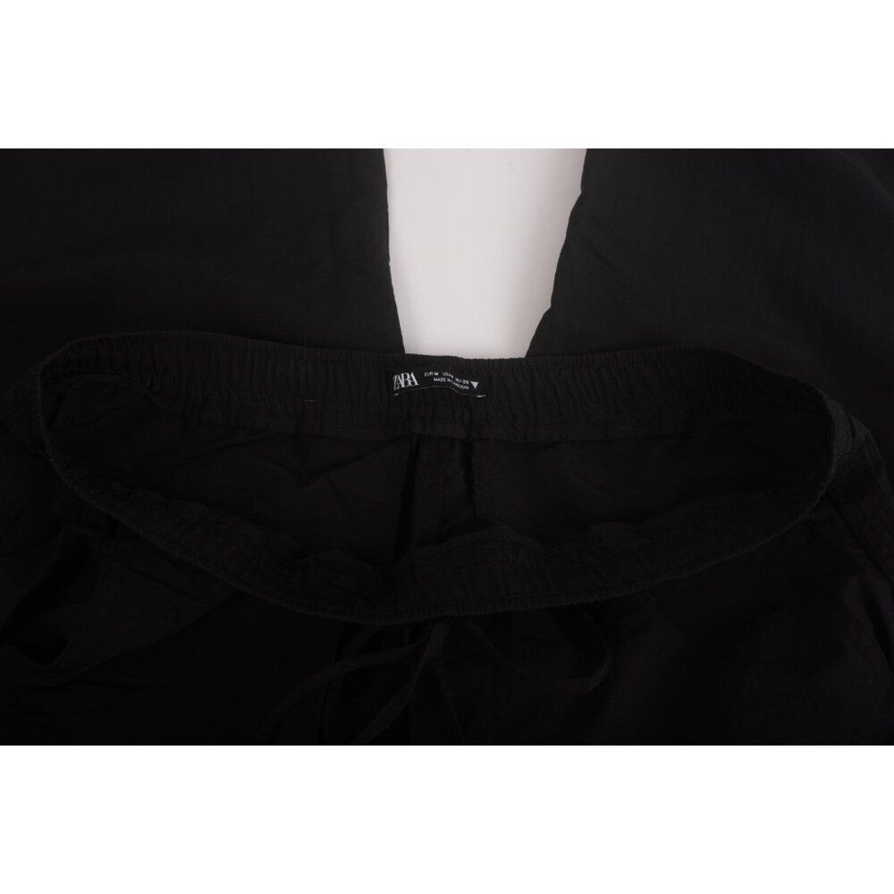 Zara Womans Pants jogger Size M Black Wide Leg High Elastic Waist 4174/873 NWOT - Picture 6 of 7
